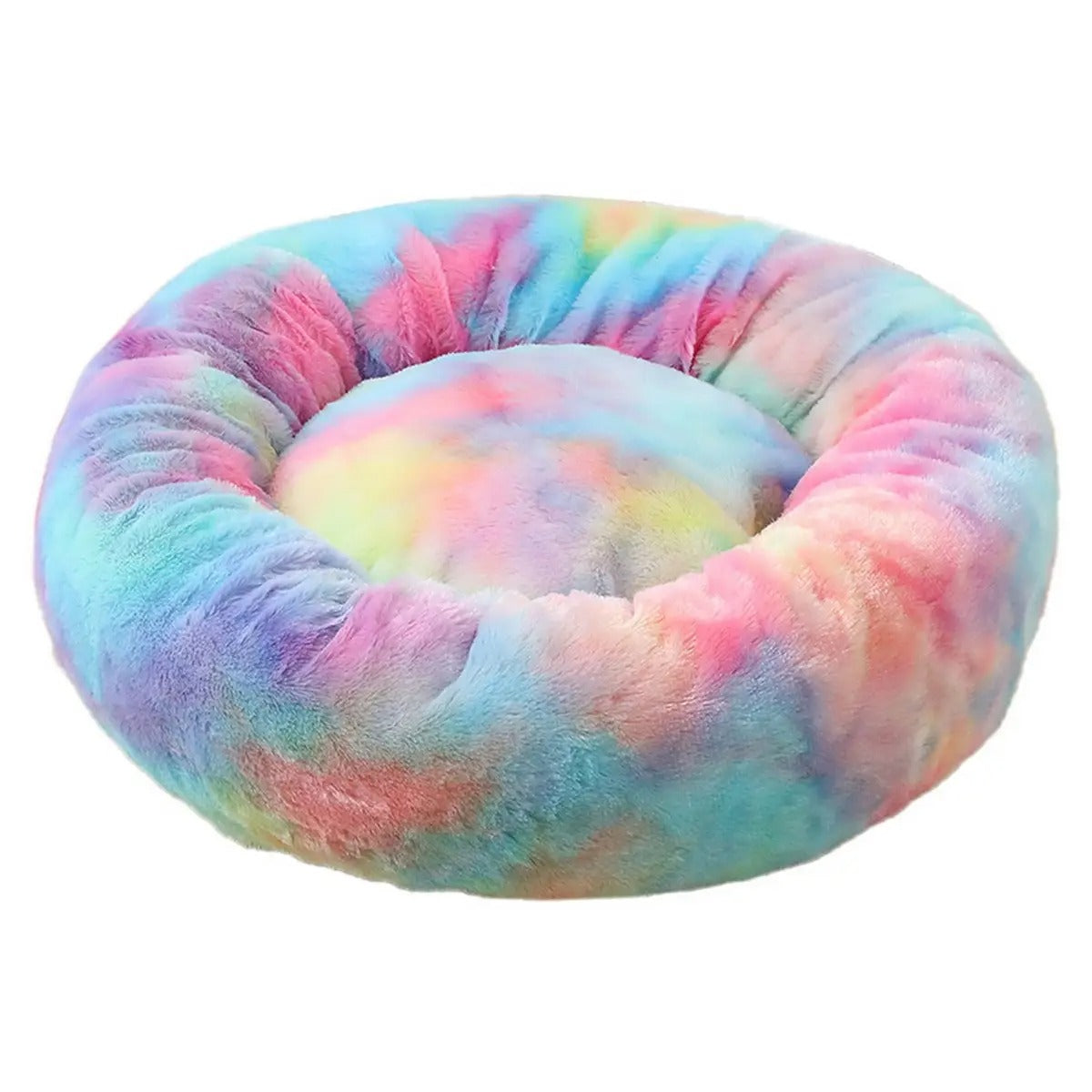Fluffy Donut Cat Bed – Plush & Cozy Pet Cushion_CWMM5279