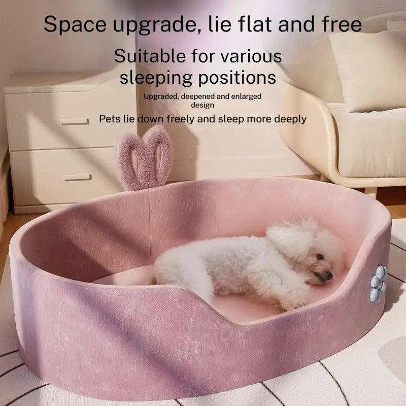 Four-side heightened pink princess pet bed_CWMM7049