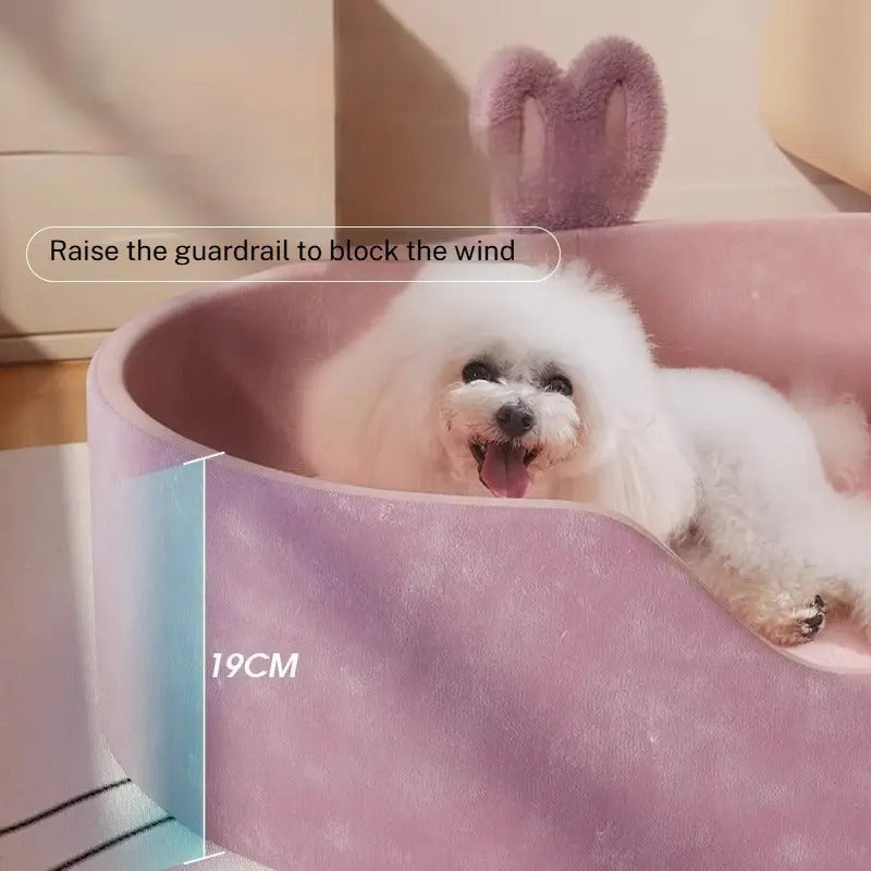 Four-side heightened pink princess pet bed_CWMM7049