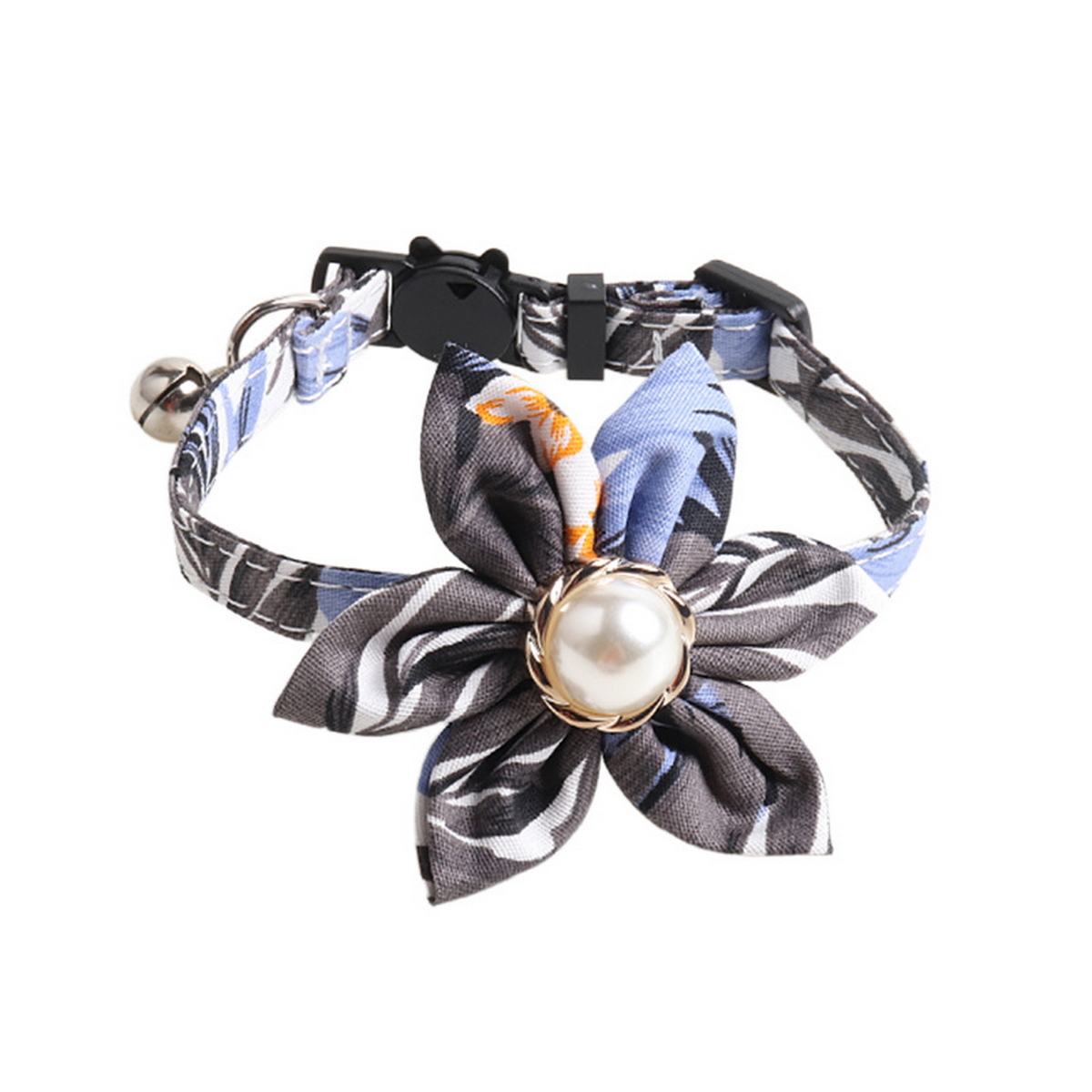 Pearl Sunflower Cotton Cat Collar with Bell_CWMM7736