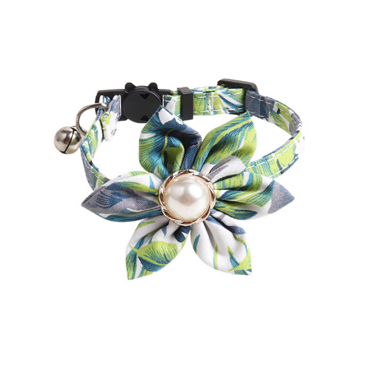 Pearl Sunflower Cotton Cat Collar with Bell_CWMM7736