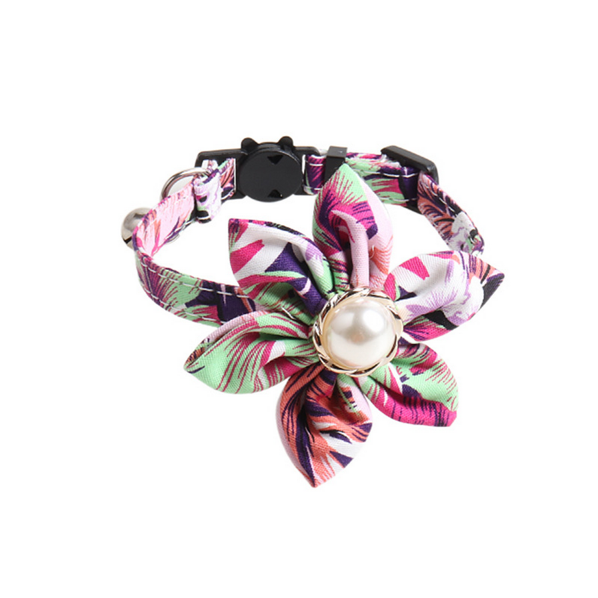 Pearl Sunflower Cotton Cat Collar with Bell_CWMM7736