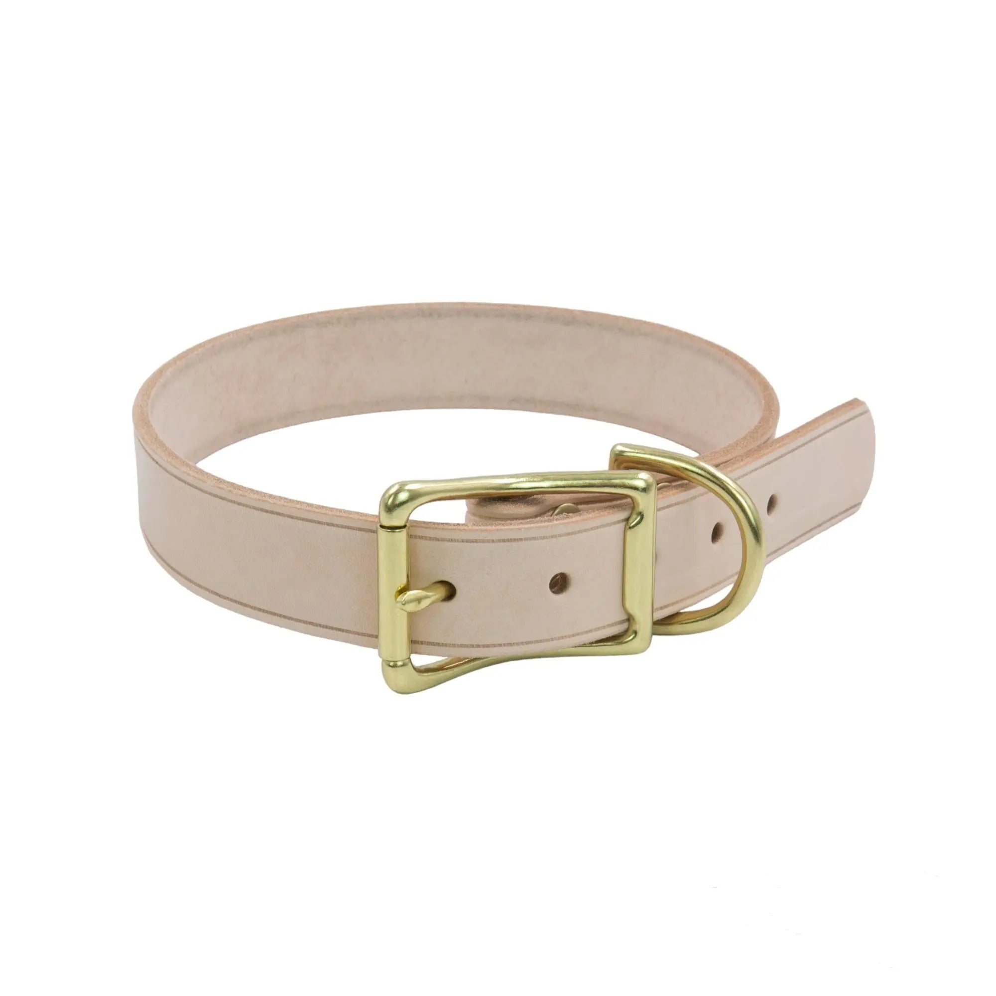 Handcrafted Leather Dog Collar, Brass Buckle_CWMM7700
