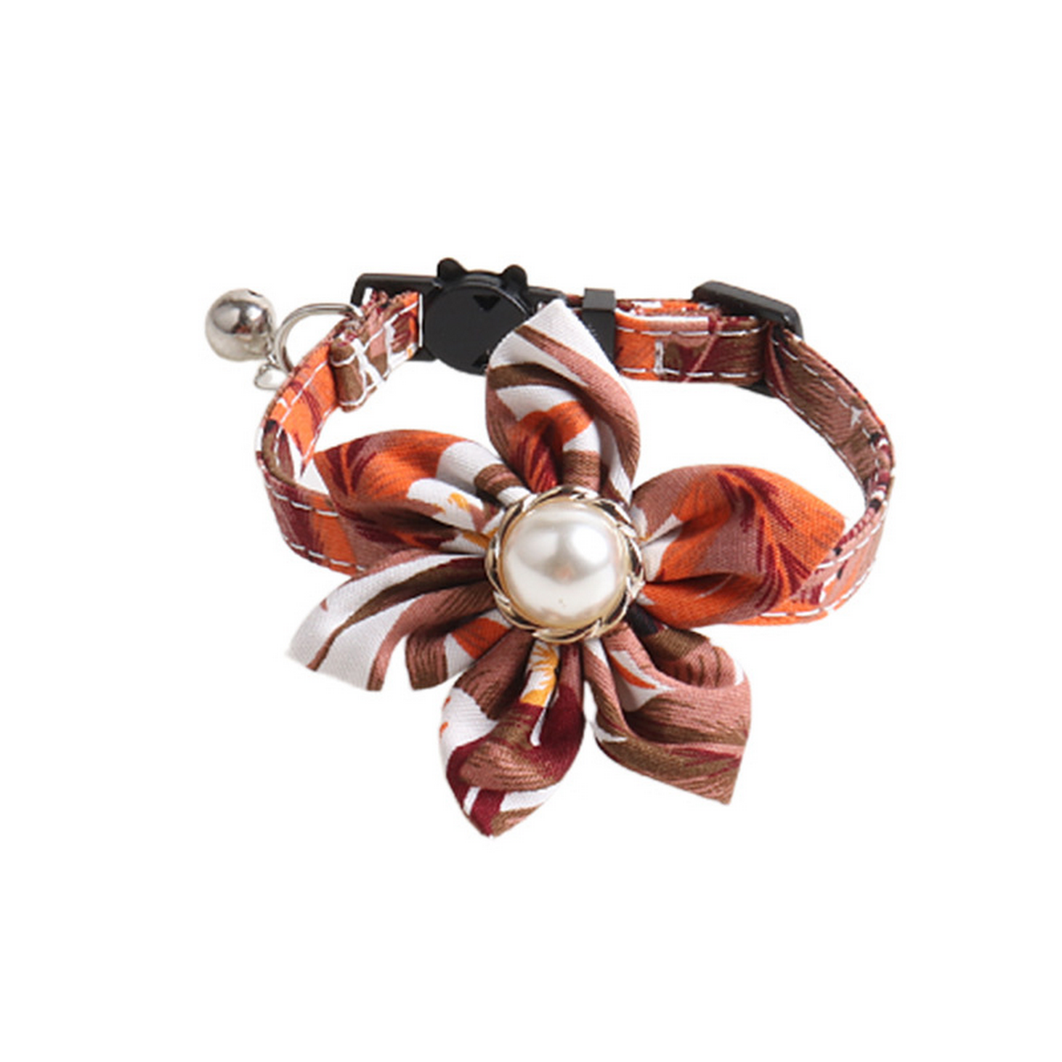 Pearl Sunflower Cotton Cat Collar with Bell_CWMM7736