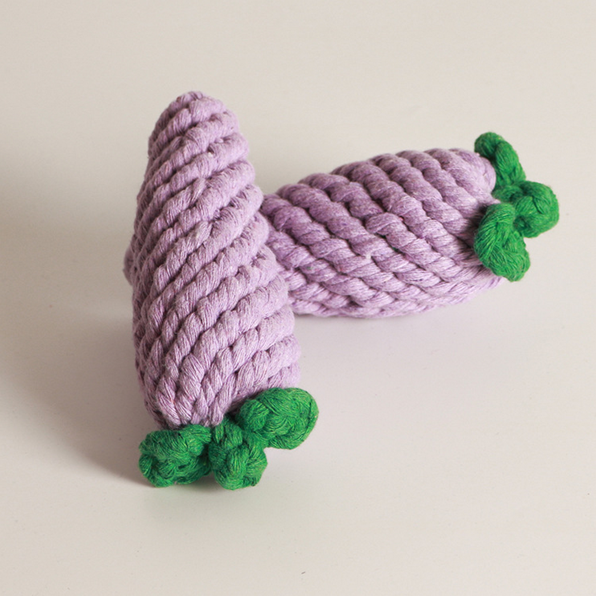 Eggplant Rope Toy – Handmade Cotton Dog Chew_CWMM8072