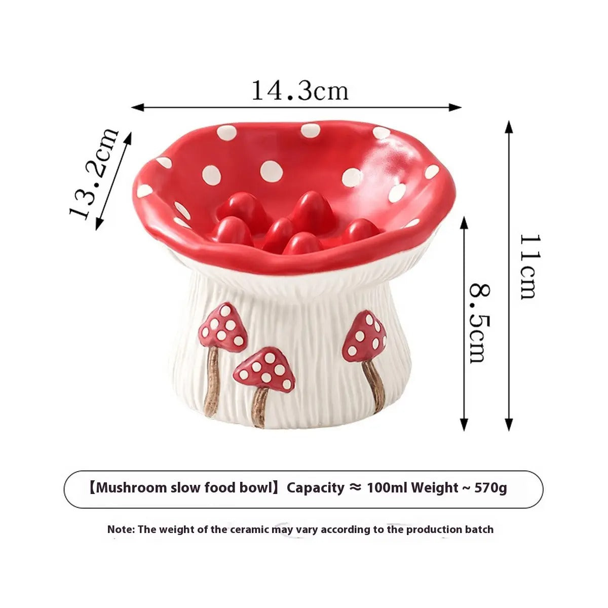 Cute Mushroom Raised Cat & Dog Food Bowl_CWMM5950