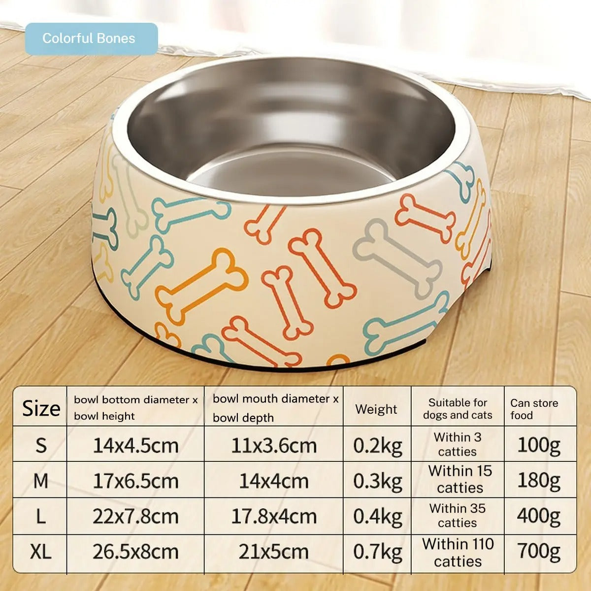Non-Slip Melamine Stainless Steel Pet Food Bowl_CWMM6242