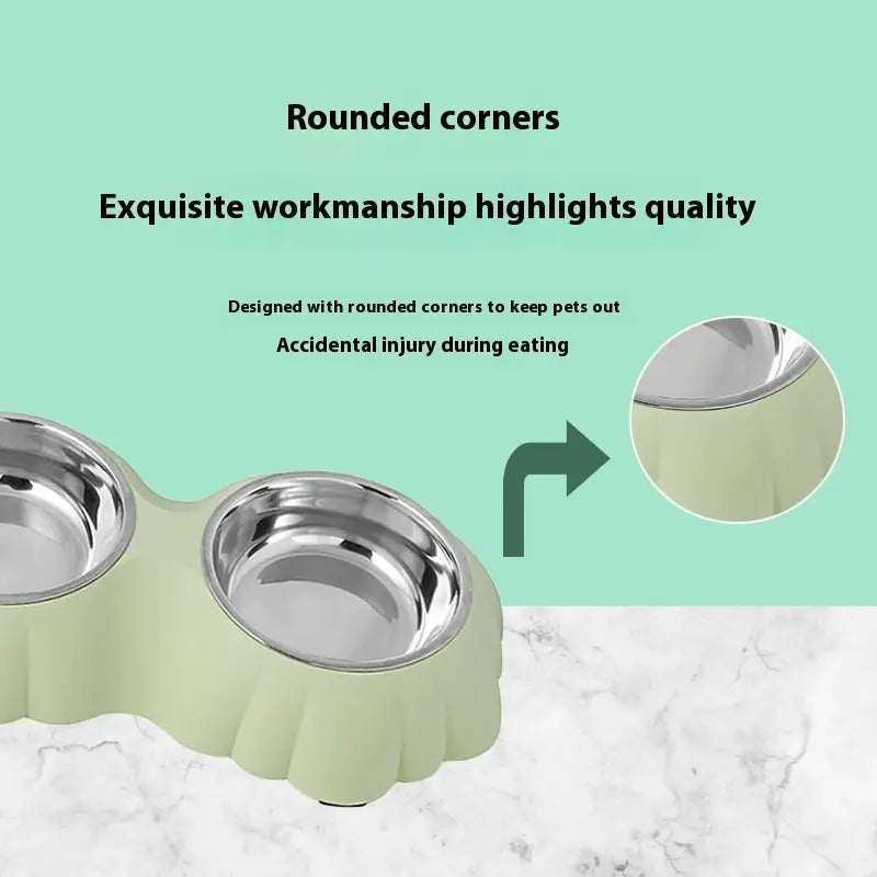 Flower-Shaped Double Pet Bowl, Dog/Cat Bowl_CWMM5234