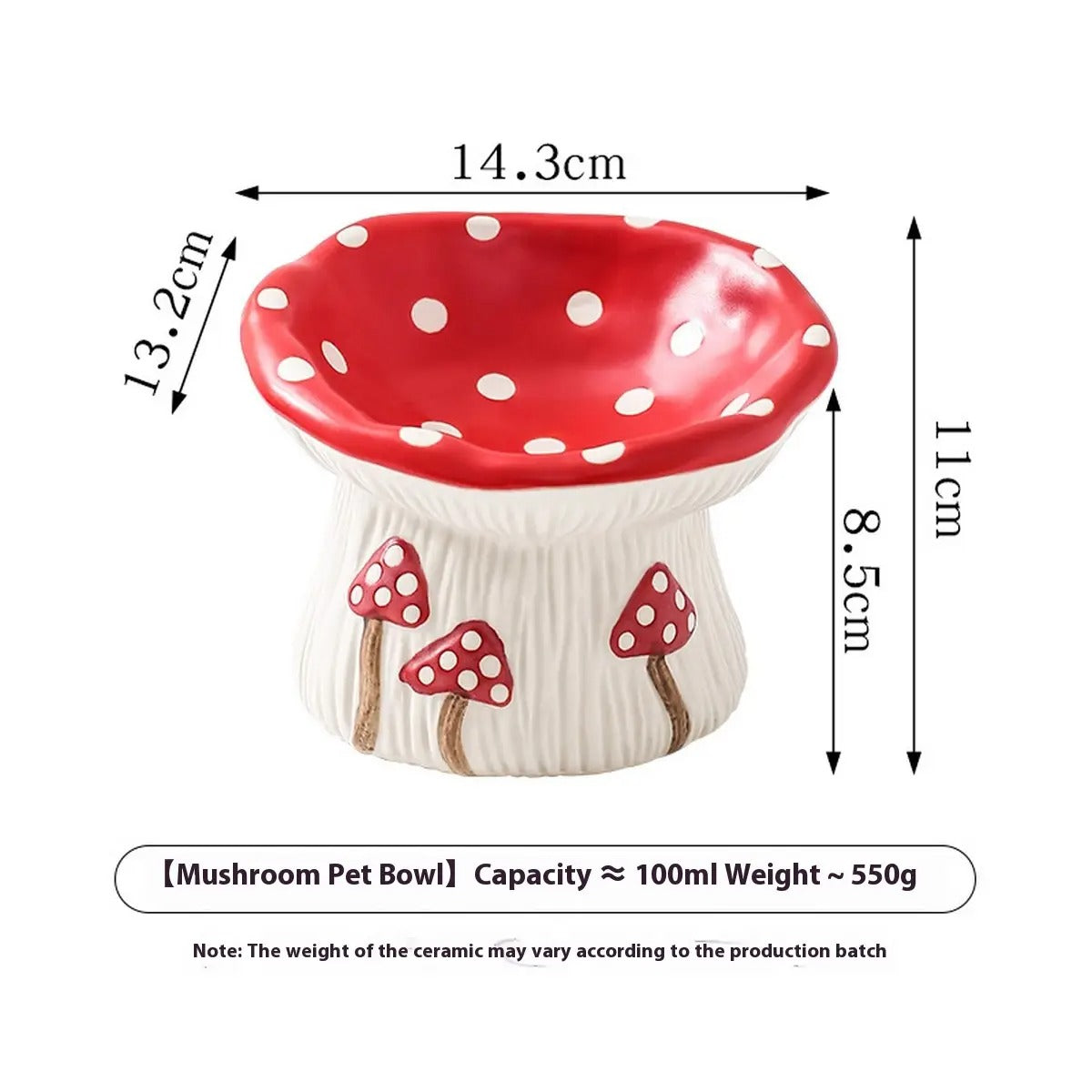 Cute Mushroom Raised Cat & Dog Food Bowl_CWMM5950