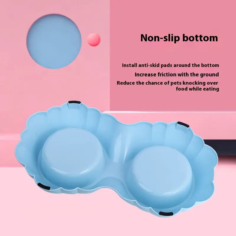 Flower-Shaped Double Pet Bowl, Dog/Cat Bowl_CWMM5234