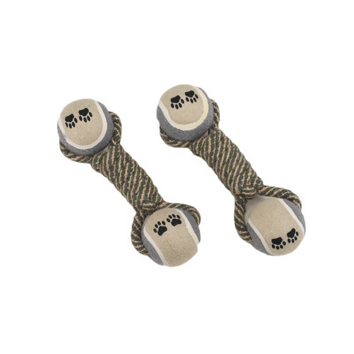 Dumbbell Rope Dog Toy – Double Tennis Balls_CWMM8034