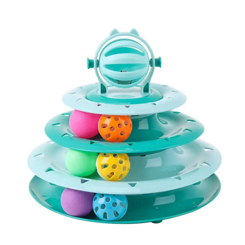 Four-Layer Cat Toy Tower with Teaser Stick_CWMM5141