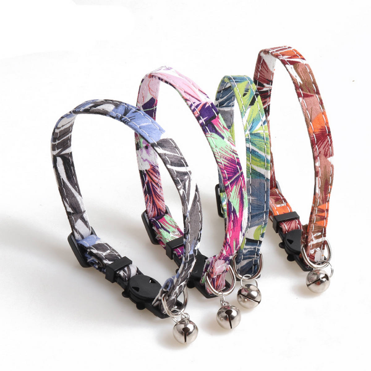 Pearl Sunflower Cotton Cat Collar with Bell_CWMM7736