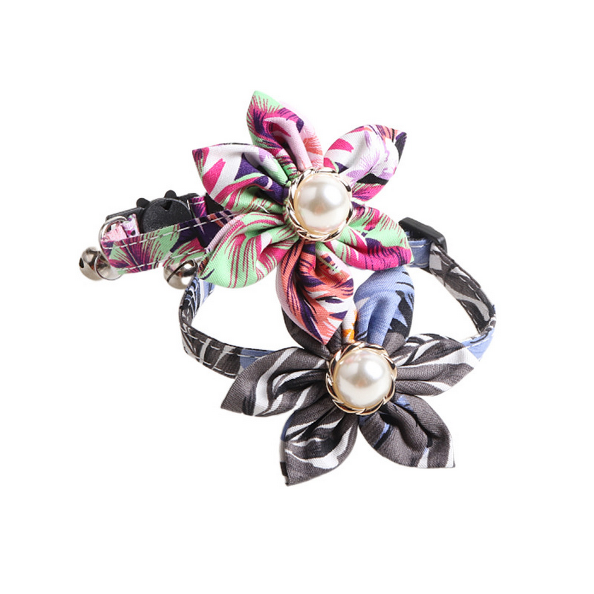 Pearl Sunflower Cotton Cat Collar with Bell_CWMM7736