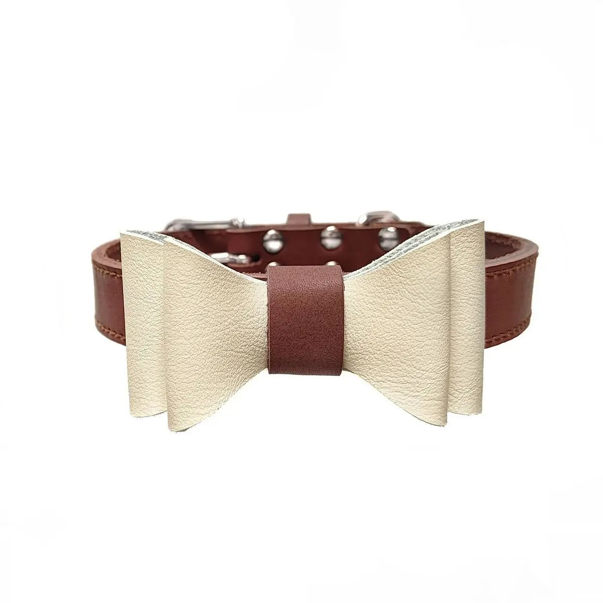 Leather Pet Collar with Detachable Bow, Cowhide_CWMM7683