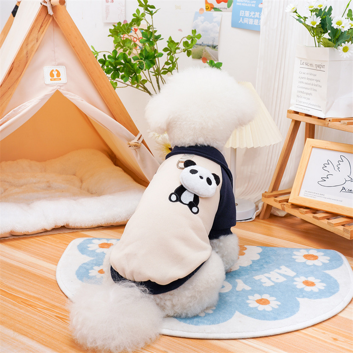 Panda Plush Pet Hoodie – Cute Dog & Cat Sweatshirt_CWMM7344
