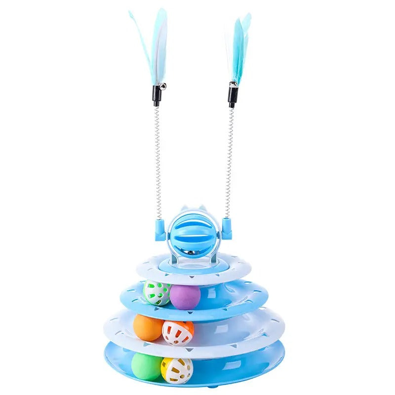 Four-Layer Cat Toy Tower with Teaser Stick_CWMM5141