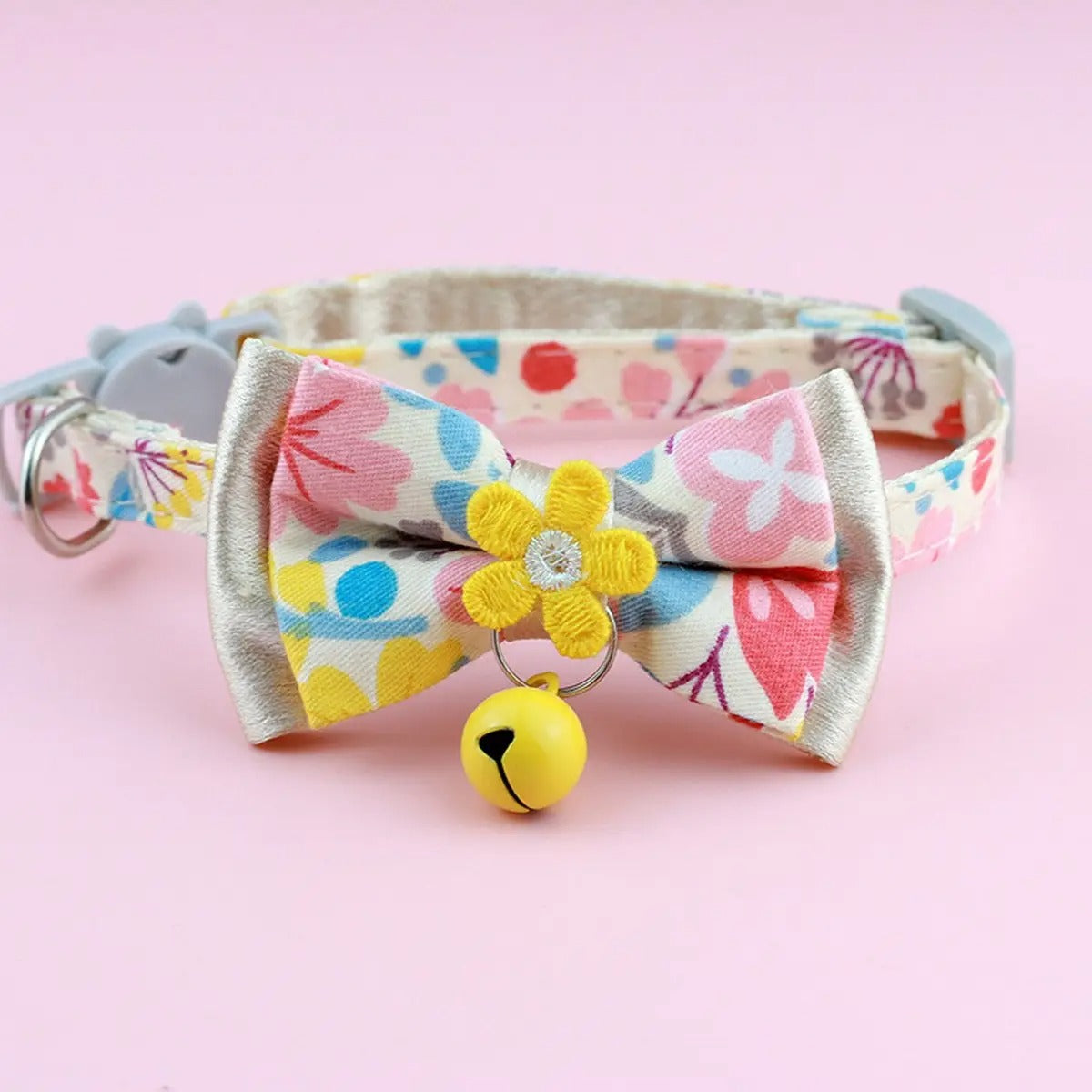 Detachable Floral Bow Pet Collar (with Bell)_CWMM5971