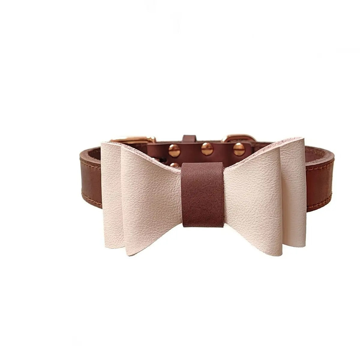 Leather Pet Collar with Detachable Bow, Cowhide_CWMM7683
