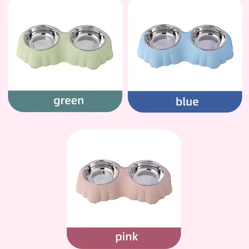 Flower-Shaped Double Pet Bowl, Dog/Cat Bowl_CWMM5234