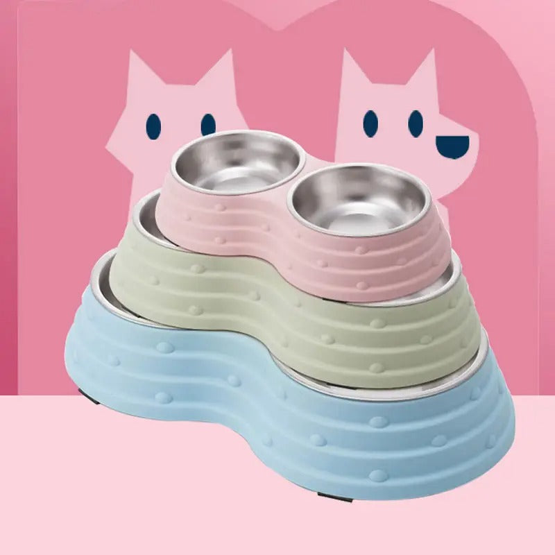 Pet Bowl with Stainless Steel, Double Bowl_CWMM5217
