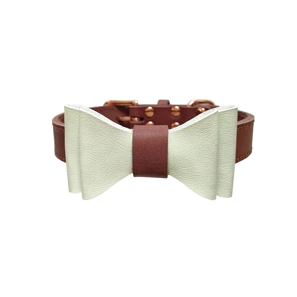 Leather Pet Collar with Detachable Bow, Cowhide_CWMM7683