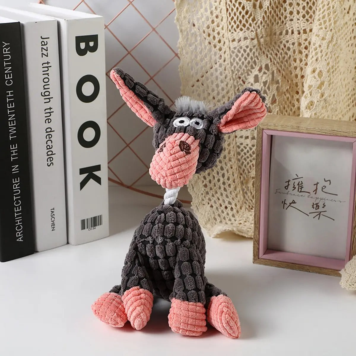 Cute Cartoon Plush Donkey Dog Chew Rope Pet Toy_CWMM5239