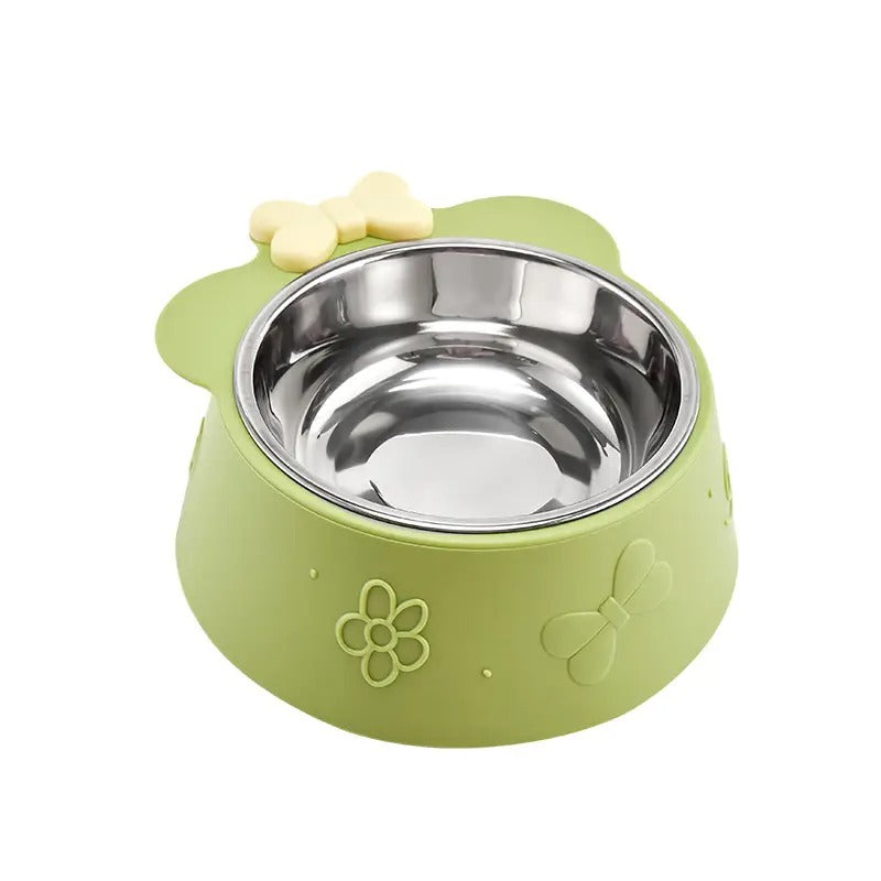 Bowknot Cat Dog Pet Bowl With Stainless Steel_CWMM5180