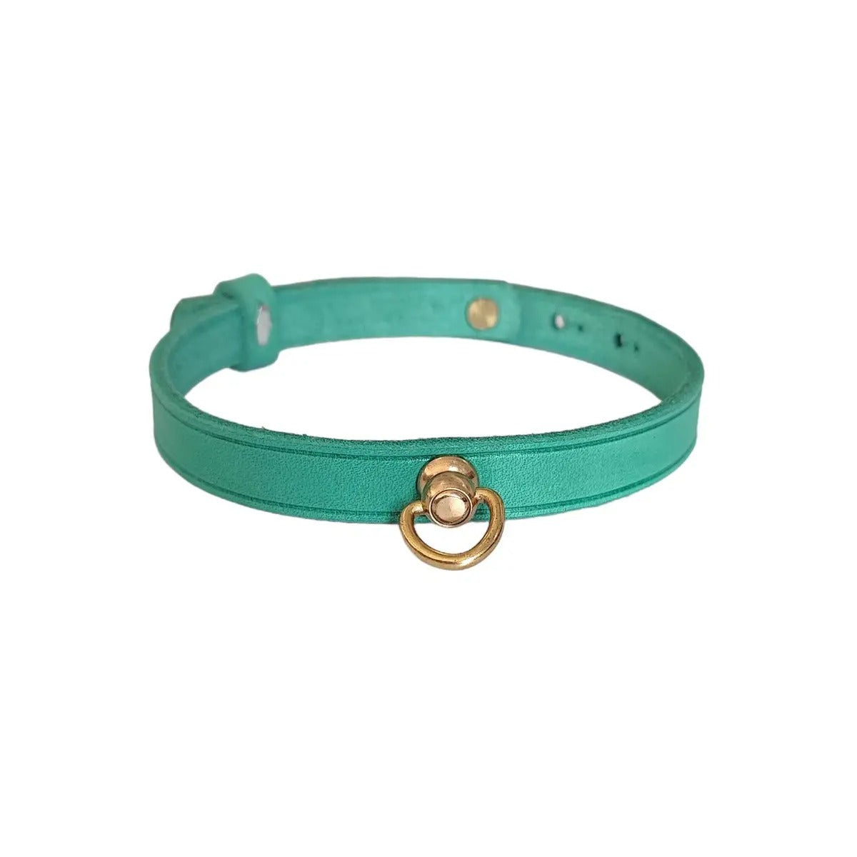 Genuine Leather Pet Collar with Bell Ring Loop_CWMM7719