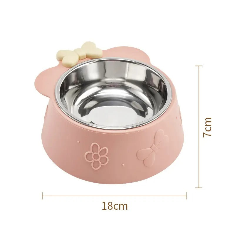 Bowknot Cat Dog Pet Bowl With Stainless Steel_CWMM5180