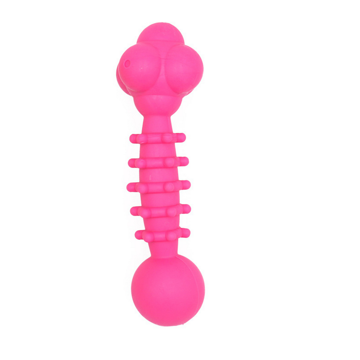 Durable Rubber Dog Chew Barbell Toy for Teeth Care_CWMM7241