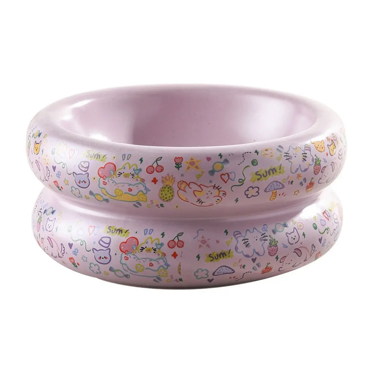 Graffiti Ceramic dog&Cat Bowl Anti-Spill Feeder_CWMM5945
