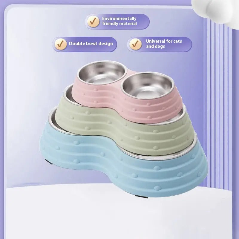 Pet Bowl with Stainless Steel, Double Bowl_CWMM5217