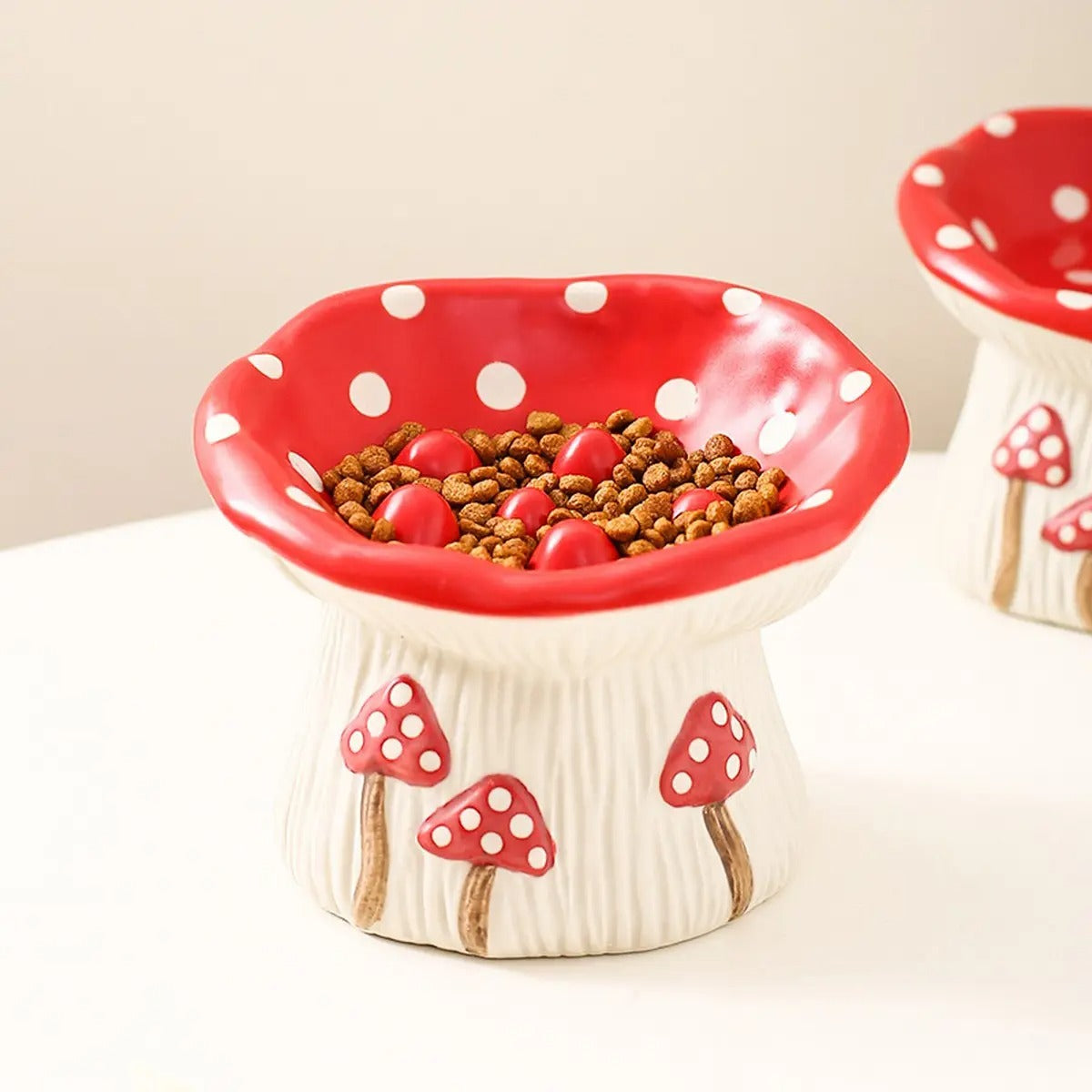 Cute Mushroom Raised Cat & Dog Food Bowl_CWMM5950
