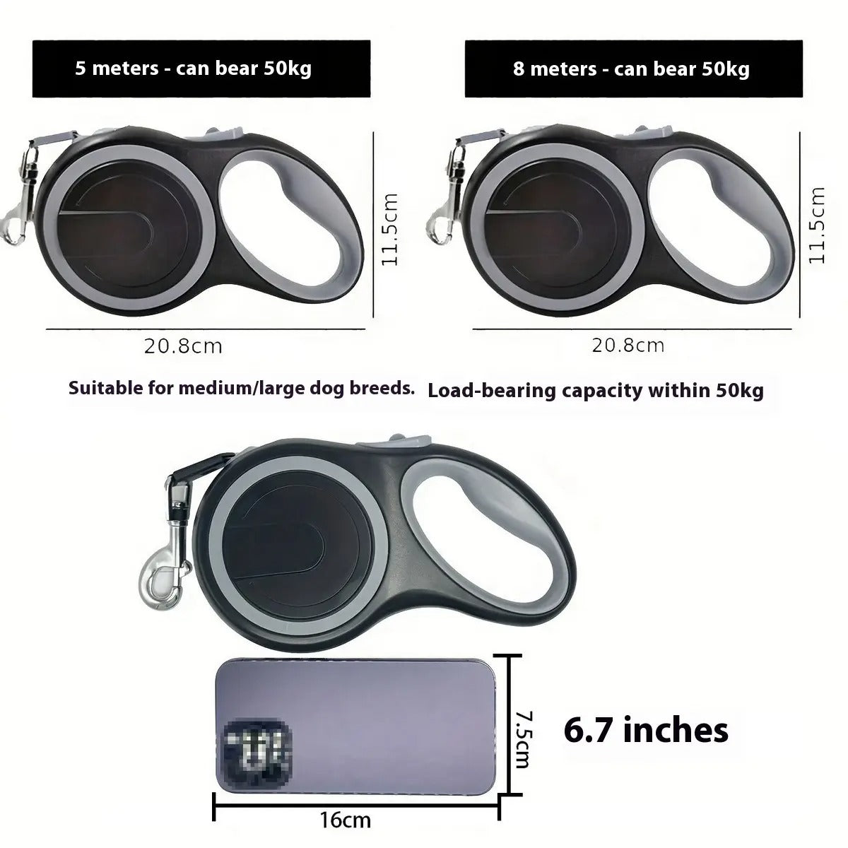 Heavy Duty Retractable Dog Leash for Large Dogs_CWMM6088