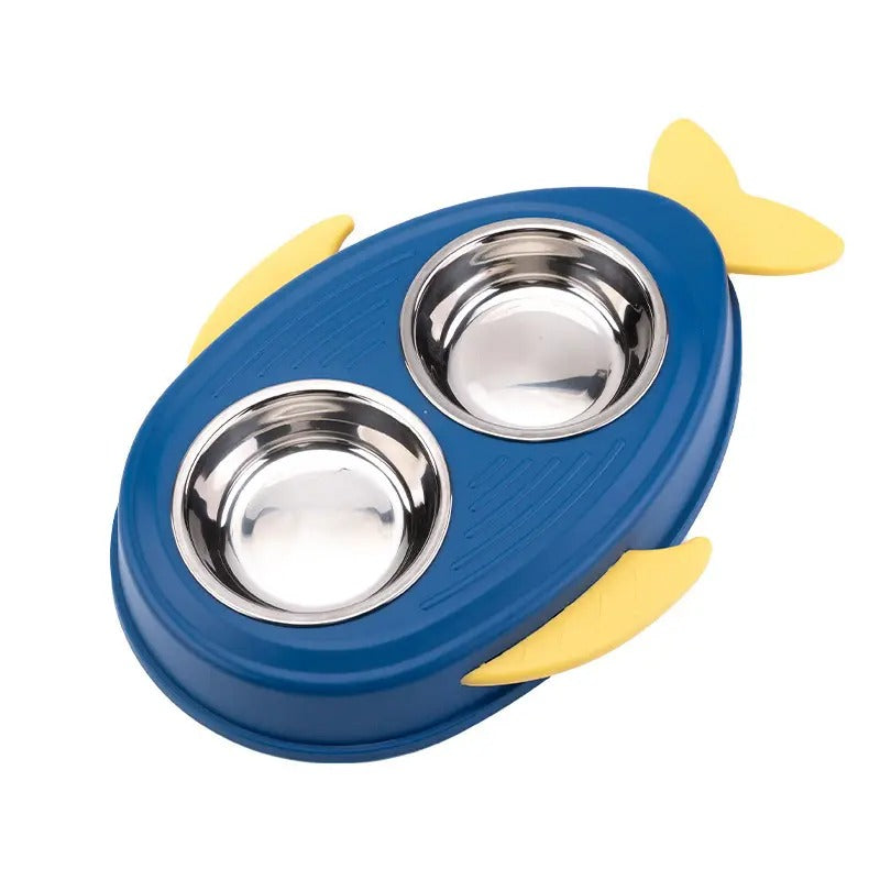 Cute Cartoon Fish-Shaped Double Pet Cat/Dog Bowl_CWMM5231