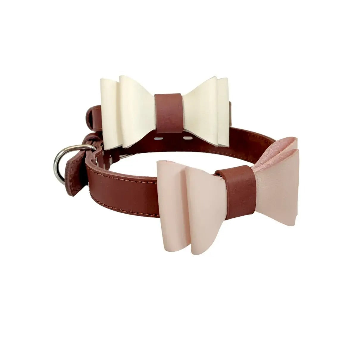 Leather Pet Collar with Detachable Bow, Cowhide_CWMM7683