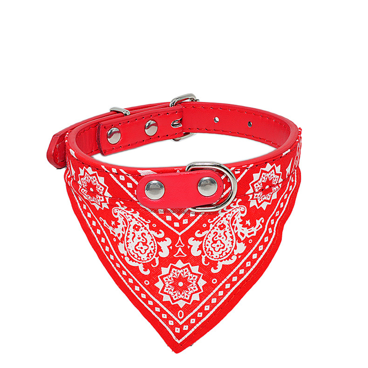 Four-Season PU Dog Collar with Triangle Bandana_CWMM7434