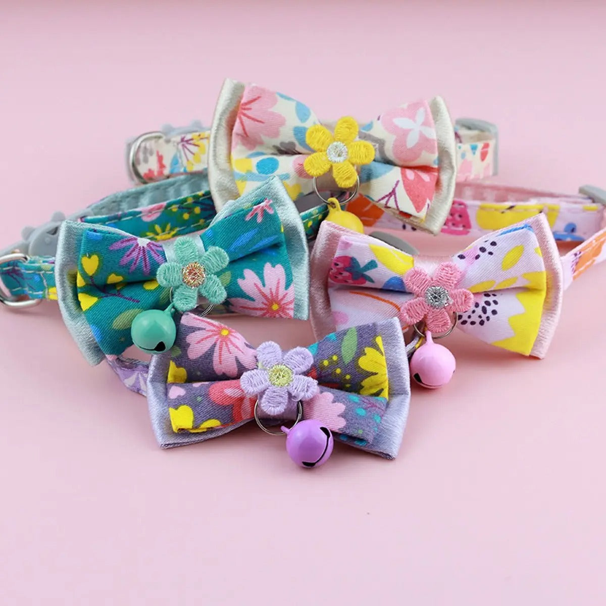 Detachable Floral Bow Pet Collar (with Bell)_CWMM5971