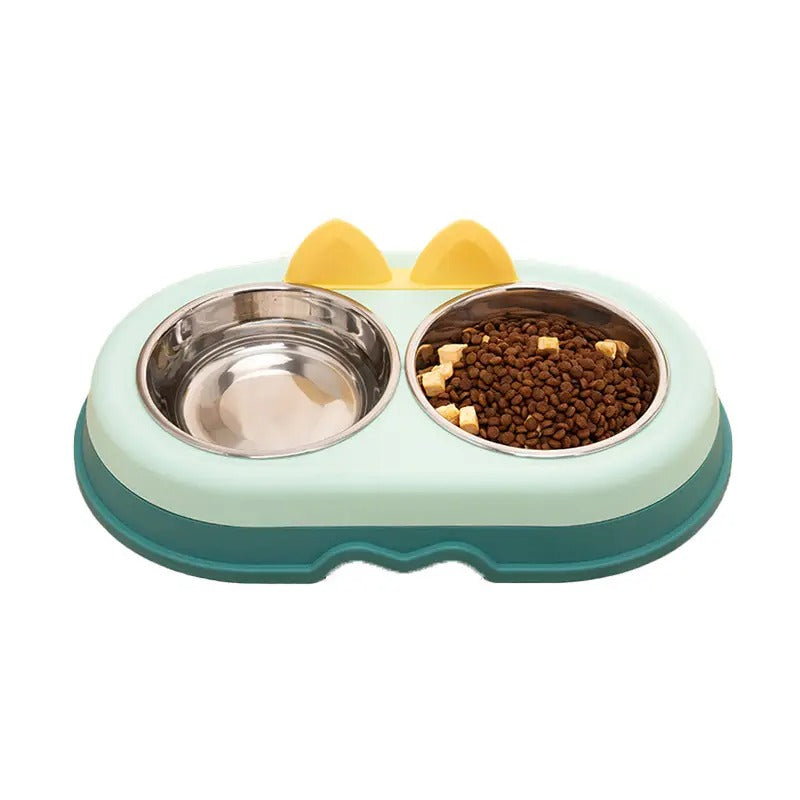 Cartoon Double Pet Bowl With Stainless Steel Bowl_CWMM5177