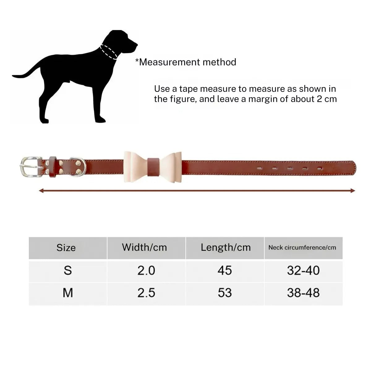 Leather Pet Collar with Detachable Bow, Cowhide_CWMM7683