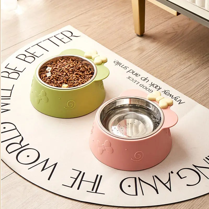 Bowknot Cat Dog Pet Bowl With Stainless Steel_CWMM5180