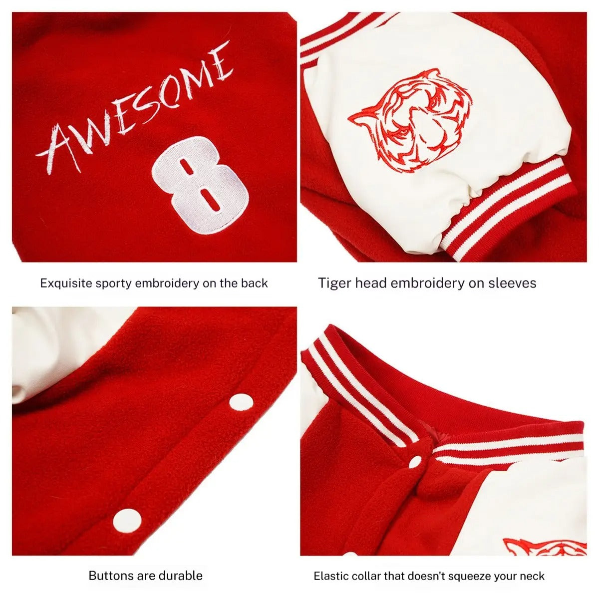 Dog Baseball Hoodie Jacket Warm Pet Sweatshirt_CWMM7466