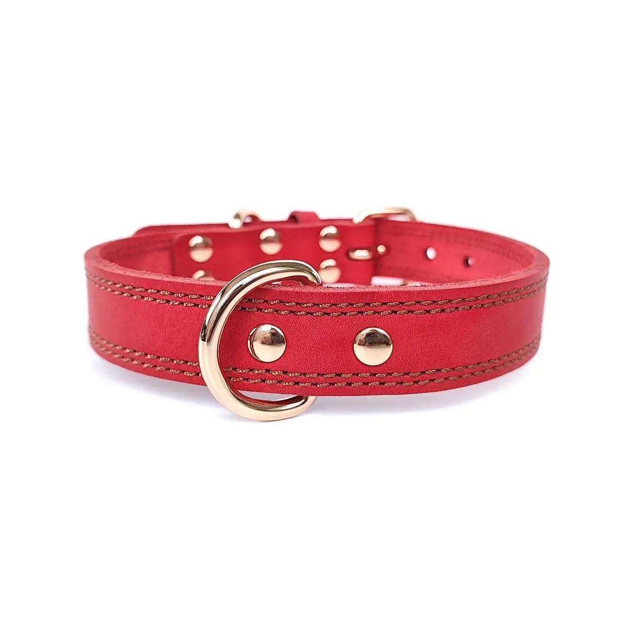 Full Grain Leather Pet Collar with D-Rings_CWMM7677