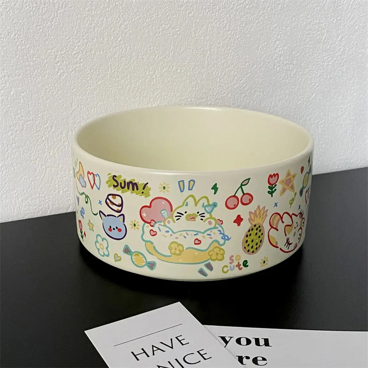 Cartoon Ceramic Pet Food & Water Bowl_CWMM5932