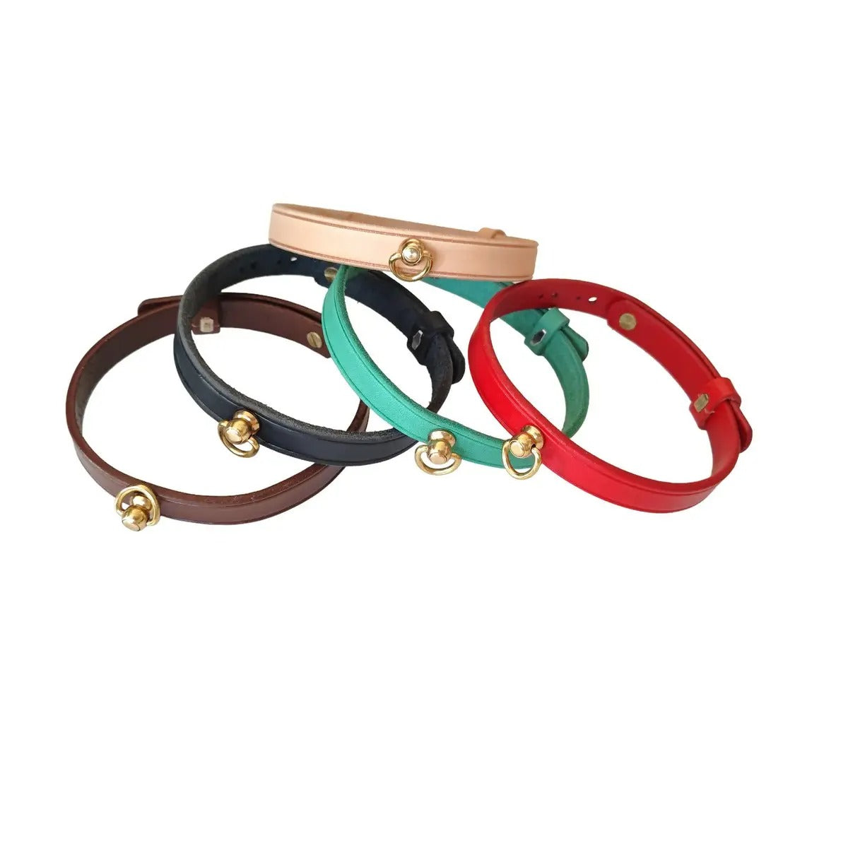 Genuine Leather Pet Collar with Bell Ring Loop_CWMM7719