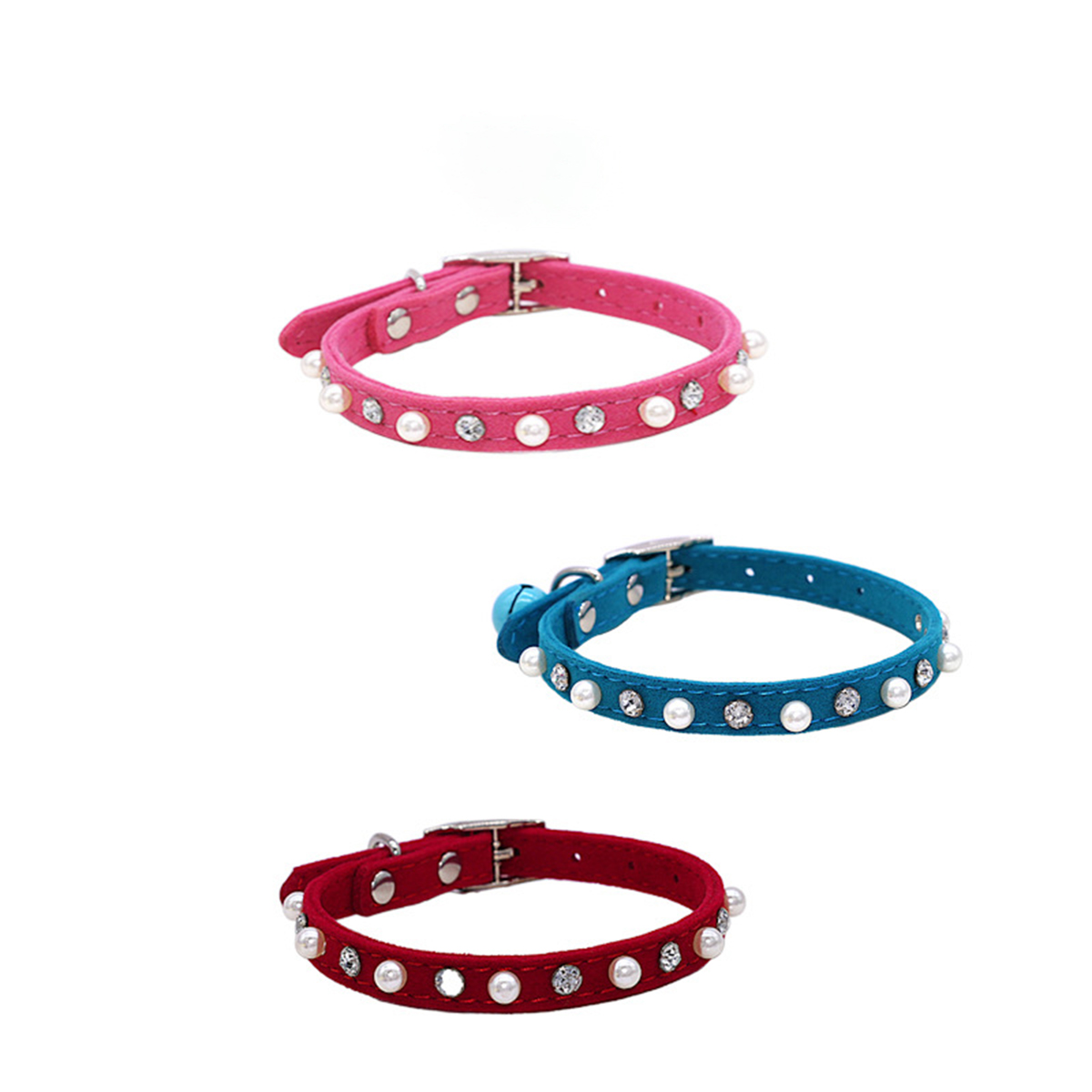 Cute Bell & Rhinestone Pet Collar for Dogs & Cats_CWMM7428