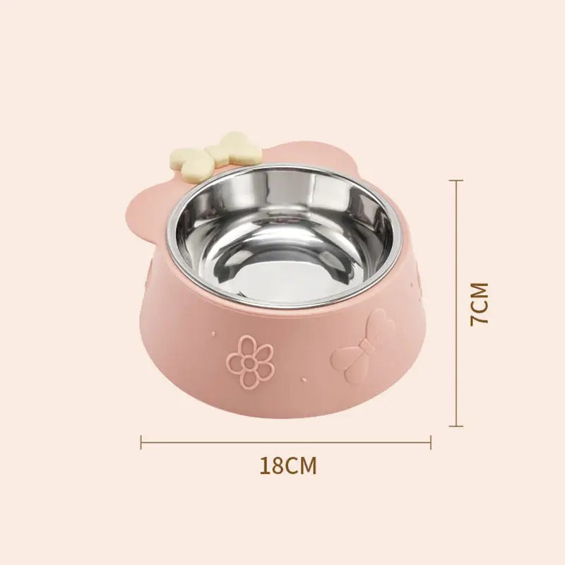 Bowknot Cat Dog Pet Bowl With Stainless Steel_CWMM5180