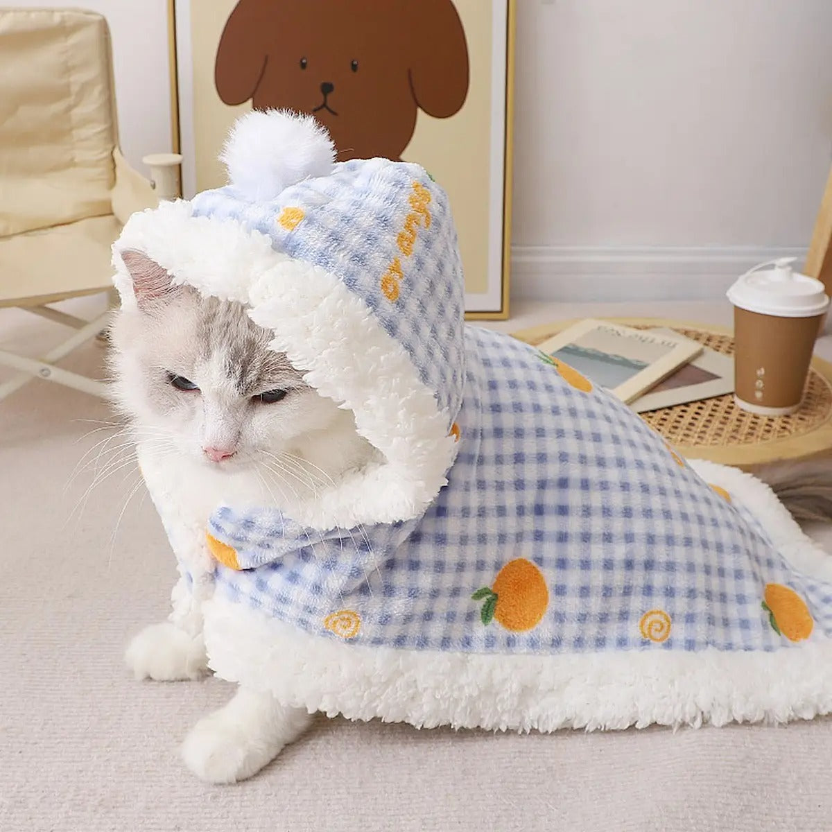 Pet Cape Blanket with Hood – Warm Winter Cloak_CWMM7278