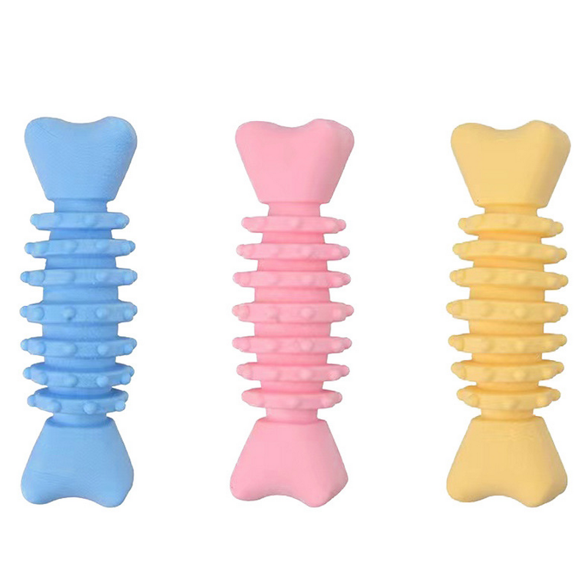 New TPR Macaron Fish Bone Chew Toy for Puppies_CWMM7234